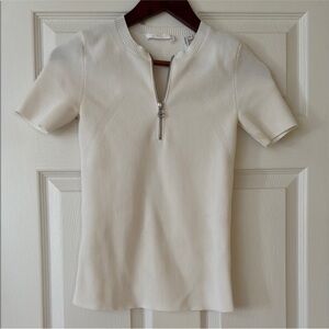 Helmet lang zipper Short Sleeve Top